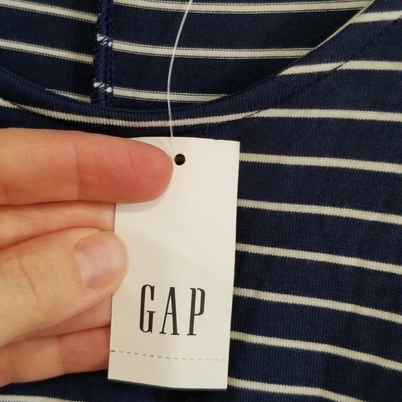 NWT Gap Bodycon mid-length stretchy navy pinstriped dress - Picture 6 of 9